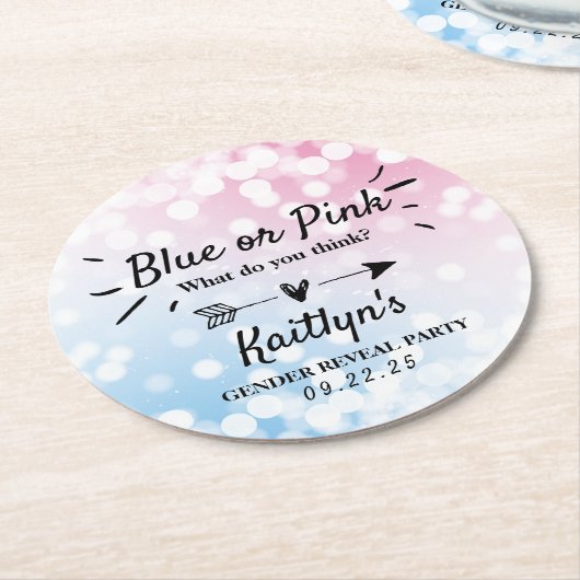 Modernes Blau oder Rosa? Party Runder Pappuntersetzer (Angewinkelt)