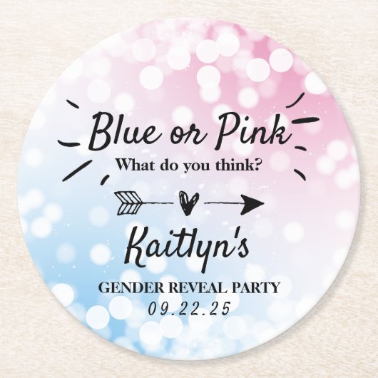 Modernes Blau oder Rosa? Party Runder Pappuntersetzer (Vorderseite)