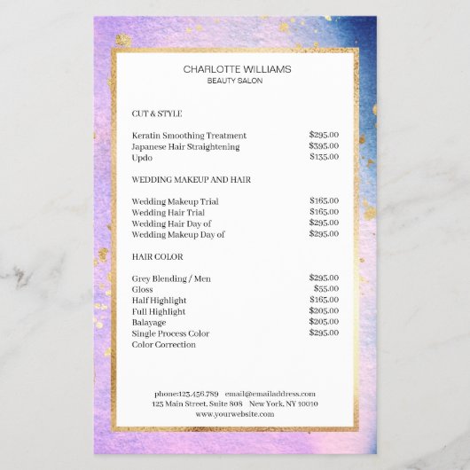 Modernes Blau Pink Gold Flyer (Vorne)