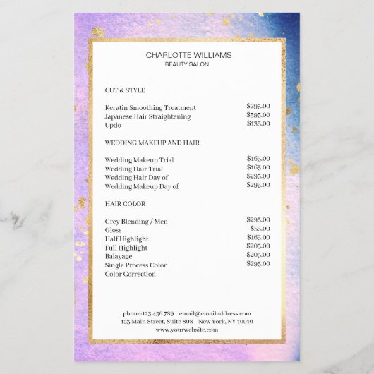 Modernes Blau Pink Gold Flyer (Hinten)