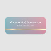 Modernes Blau Rosa und Gold: Einzigartiges Elegant Namensschild (Vorderseite)