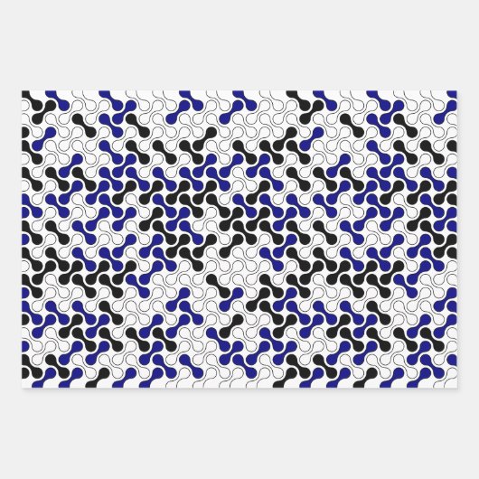 Modernes, blau-schwarzes geometrisches Metaballmus Geschenkpapier Set (Vorderseite 3)