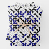 Modernes, blau-schwarzes geometrisches Metaballmus Geschenkpapier Set (Beispiel)