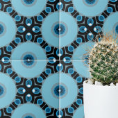 Modernes blau-schwarzes geometrisches Muster Fliese