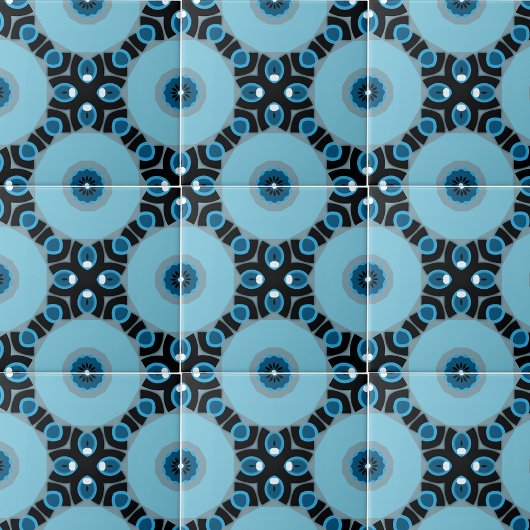 Modernes blau-schwarzes geometrisches Muster Fliese