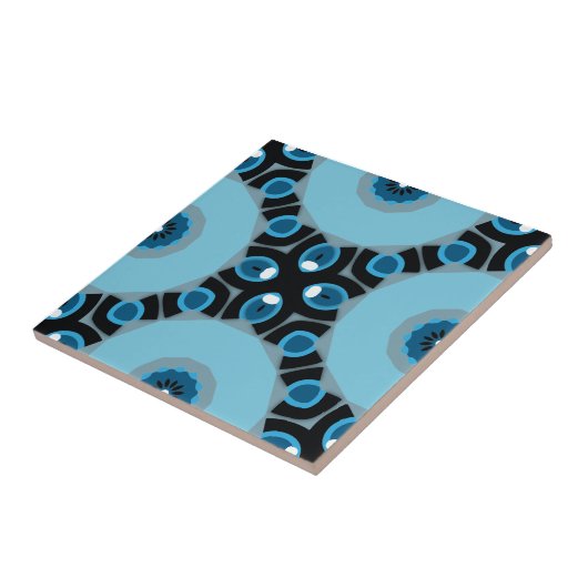 Modernes blau-schwarzes geometrisches Muster Fliese (Seite)