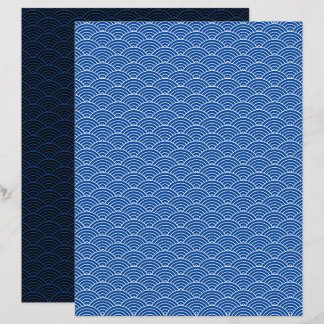 Modernes blau-schwarzes japanisches Wellen-Schrapp