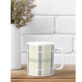 Modernes Blau und Beige Tartan Kariert Kaffeetasse