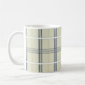 Modernes Blau und Beige Tartan Kariert Kaffeetasse (Links)