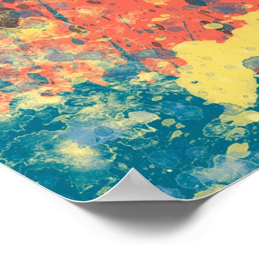 Modernes Blau und Gelb Abstrakt Poster (Ecke)