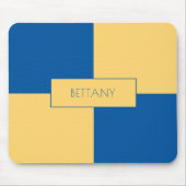 Modernes Blau und Gelb geprüft Mousepad (Vorne)
