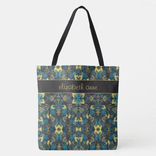 Modernes Blau und Gelb Tasche (Vorderseite)