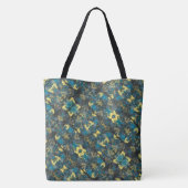 Modernes Blau und Gelb Tasche (Rückseite)