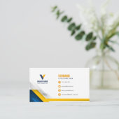 Modernes Blau und Gelb Visitenkarte (Stehend Vorderseite)