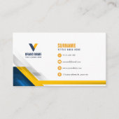 Modernes Blau und Gelb Visitenkarte (Vorderseite)