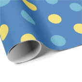 Modernes Blau- und Gelbpolka-Punktmuster Geschenkpapier (Rolleneckpunkt)