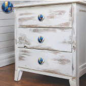 Modernes Blau und Gold Abstrakt Keramikknauf