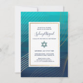 Modernes Blau und Gold Bat Mitzvah oder Bar Mitzva Einladung (Vorderseite)