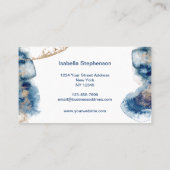 Modernes Blau- und Goldflüssiges Aquarellfarben Visitenkarte (Rückseite)