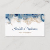 Modernes Blau- und Goldflüssiges Aquarellfarben Visitenkarte (Vorderseite)