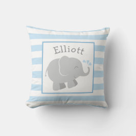 Modernes Blau und Graue Elefant Custom Monogram Kissen