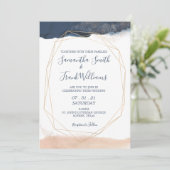 Modernes Blau und Rosa Einladung (Stehend Vorderseite)