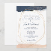 Modernes Blau und Rosa Einladung (Vorne/Hinten)