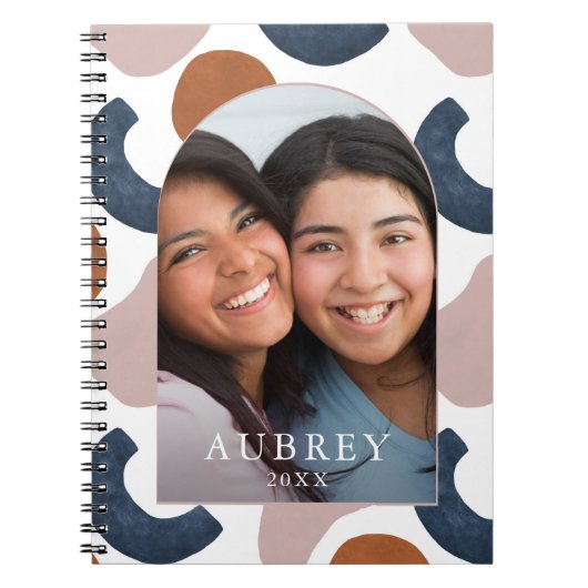 Modernes Blau und Rose Abstrakt Print Foto Arch Notizblock (Vorderseite)