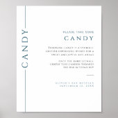 Modernes Blau und Weiß Bar Mitzvah Candy Sign Poster (Vorne)