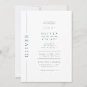 Modernes Blau und Weiß Bar Mitzvah Einladung Foto (Vorderseite)