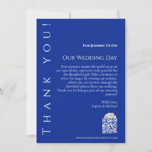 Modernes Blau und Weiß Hochzeit Vielen Dank Einladung