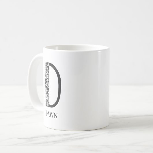 Modernes Blau und Weiß I Initial D und Name Kaffeetasse (Vorderseite Links)