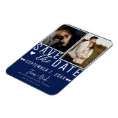 Modernes Blau und Weiß Save the Date 2 Foto Hochze Magnet (Linke Seite)