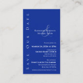 Modernes Blau und Weiß Save the Date- Visitenkarte (Vorderseite)