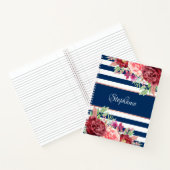 Modernes Blau und Weiß Streifen Personalisiert Notizblock (Innenseite)