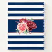 Modernes Blau und Weiß Streifen Personalisiert Notizblock (Rückseite)