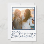 Modernes Blau und Weiß werden Sie meine Brautfrau  (Vorderseite)