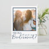 Modernes Blau und Weiß werden Sie meine Brautfrau  (Stehend Vorderseite)