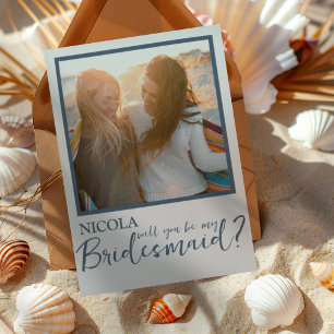 Modernes Blau und Weiß werden Sie meine Brautfrau