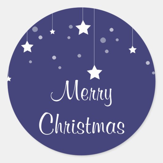 Modernes Blau und weiße Weihnachten Runder Aufkleber (Vorderseite)