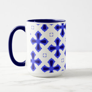 Modernes Blau- und Weißkreuz Tasse