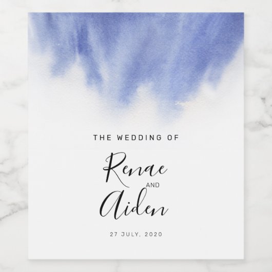 Modernes Blau Weinetikett (Einzelnes Label)