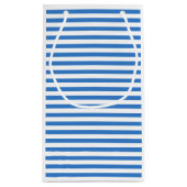 Modernes, blau-weiß gestreiftes elegantes, trendig kleine geschenktüte (Rückseite)