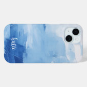 Modernes Blau + Weiß gestrichene Kunst mit Namen Case-Mate iPhone Hülle (Rückseite (Horizontal))