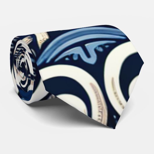Modernes Blau-Weiß-Griechen-Muster Krawatte (Gerollt)
