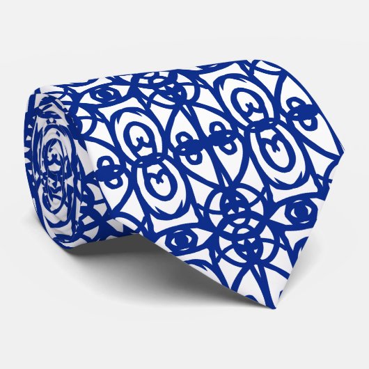 Modernes Blau-Weiß-Tao-Muster Krawatte (Gerollt)