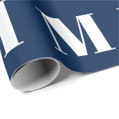 Modernes, blau-weißes, individuelles Monogramm Geschenkpapier (Rolleneckpunkt)