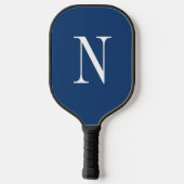 Modernes blau-weißes Monogramm Pickleball Schläger (Rückseite)