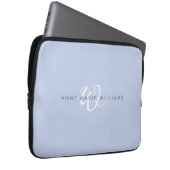Modernes blau-weißes Schriftmonogramm Laptopschutzhülle (Vorne Rechts)