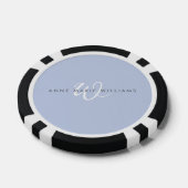 Modernes blau-weißes Schriftmonogramm Pokerchips (Einzeln)